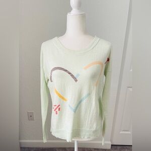 Lisa Todd Cashmere Blend Mint Heart Struck Sweater Size S